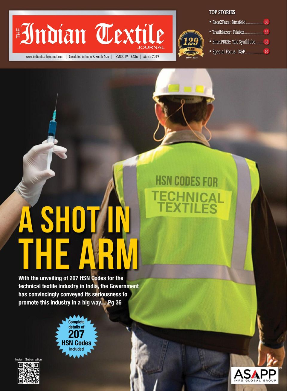 The Indian Textile JournalMarch 2019 Magazine